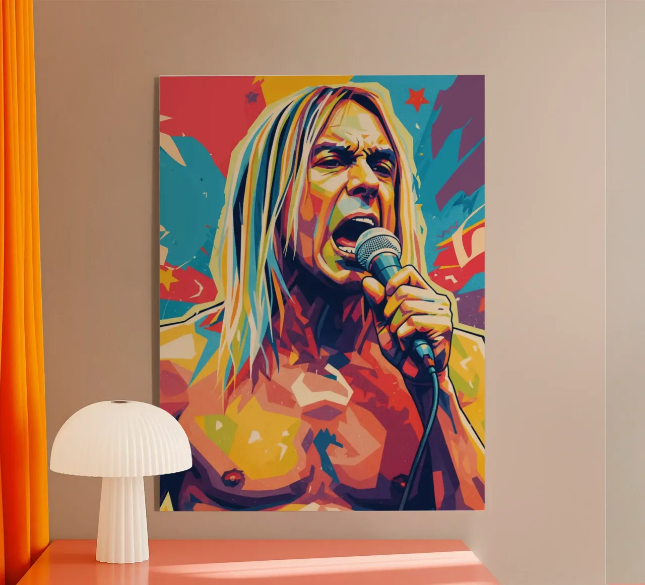 Iggy Pop pop art colorata plexiglass da Hantamrata