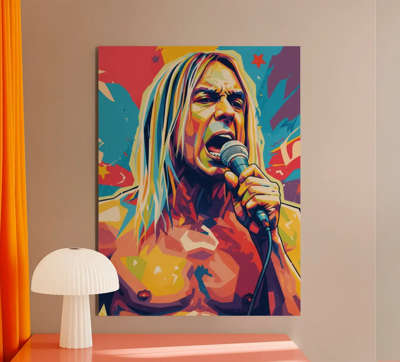 Iggy Pop pop art colorata pannello forex da Hantamrata