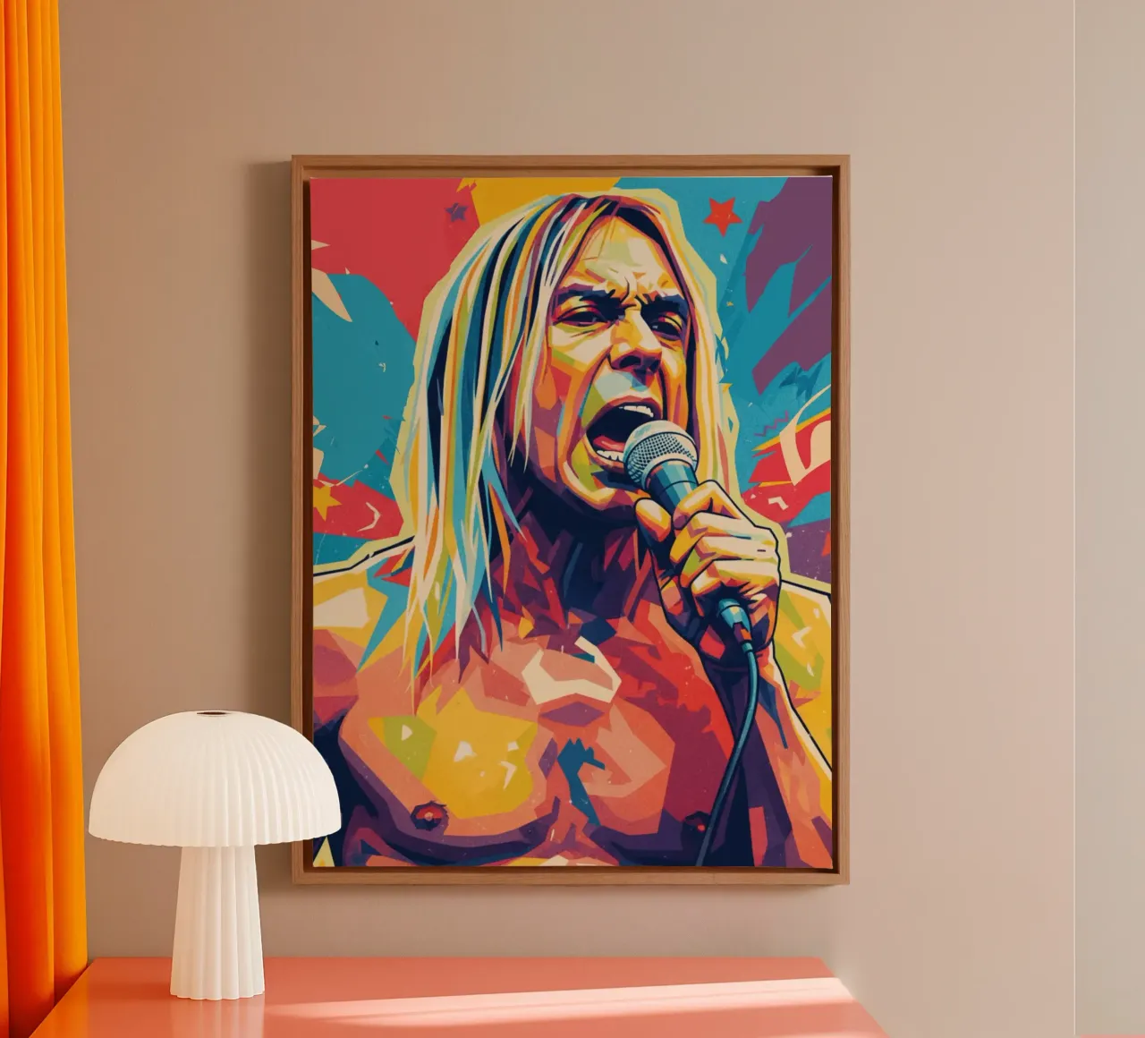 Iggy Pop pop art colorata tela da Hantamrata