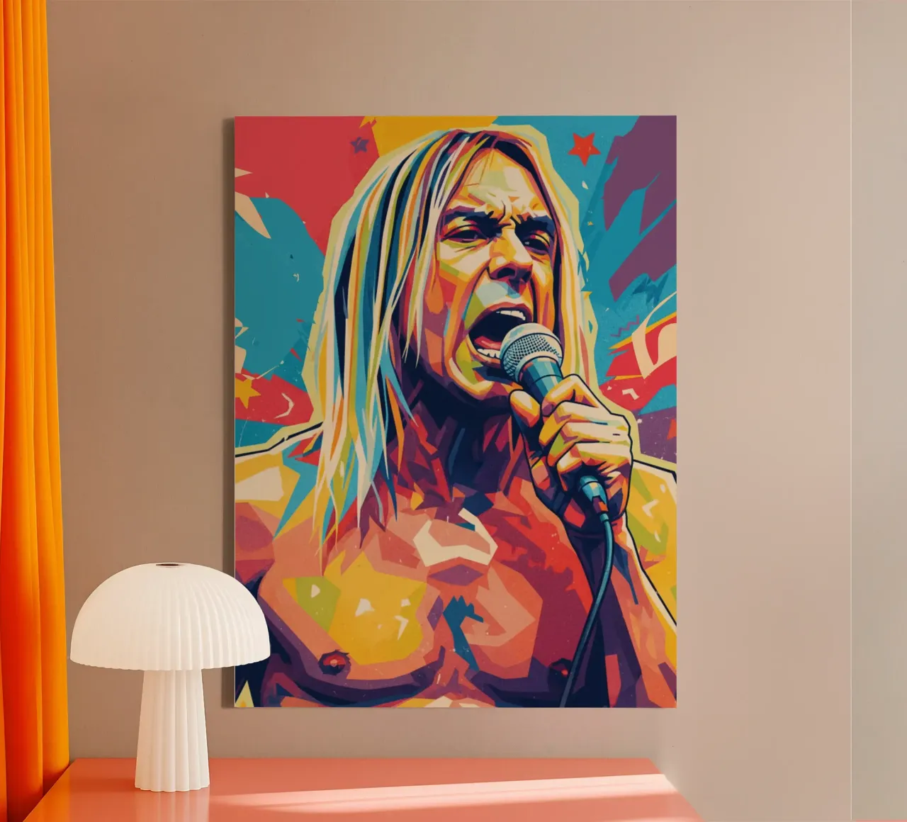 Iggy Pop pop art colorata tela da Hantamrata