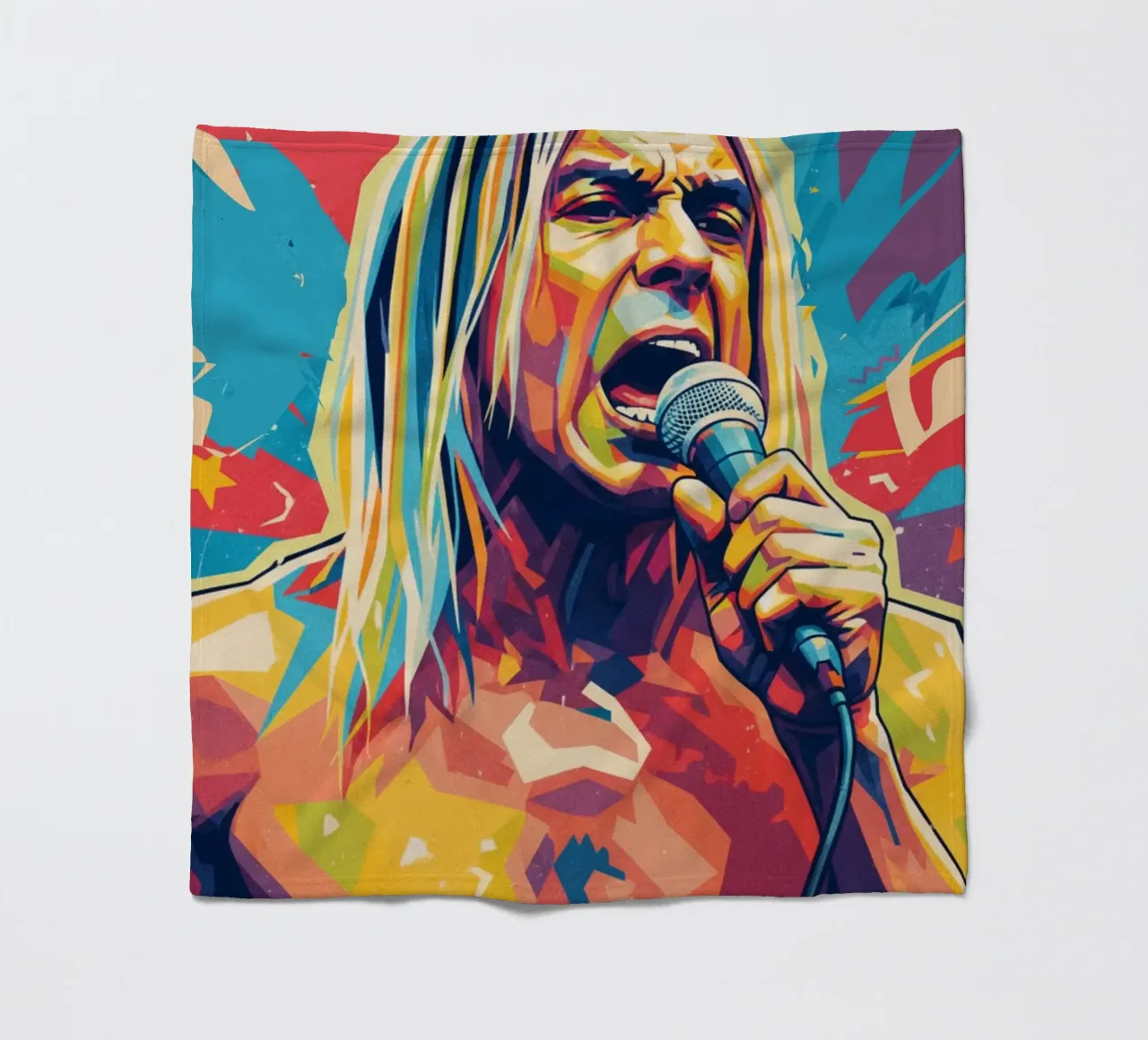 Iggy Pop pop art colorata coperta in pile da Hantamrata