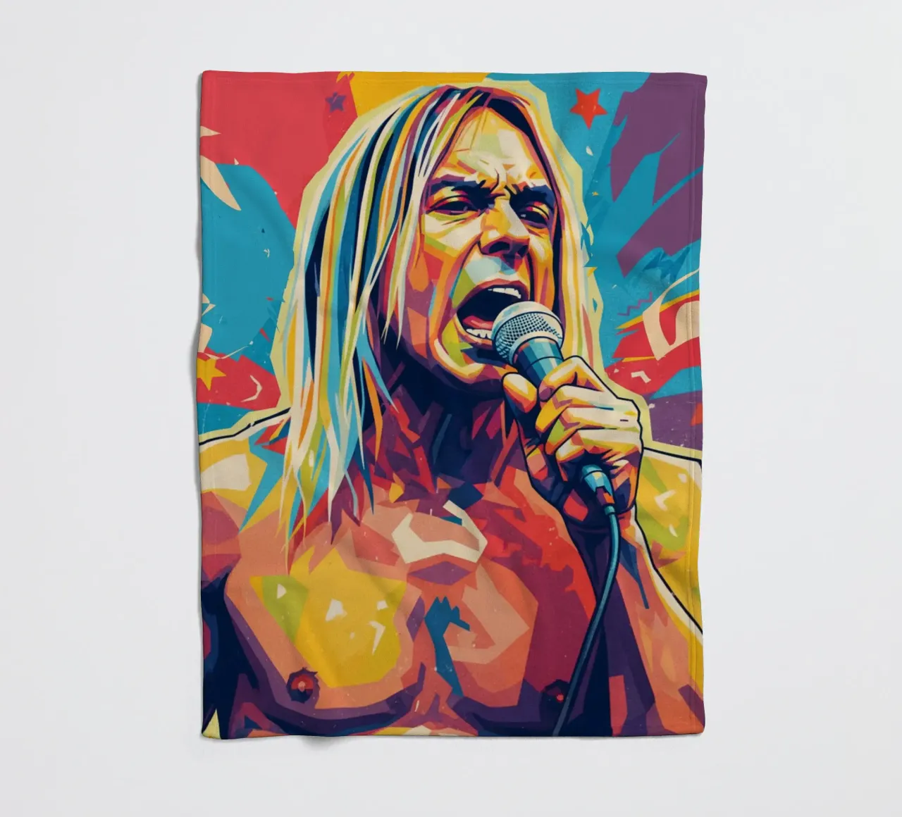 Iggy Pop pop art colorata coperta in pile da Hantamrata