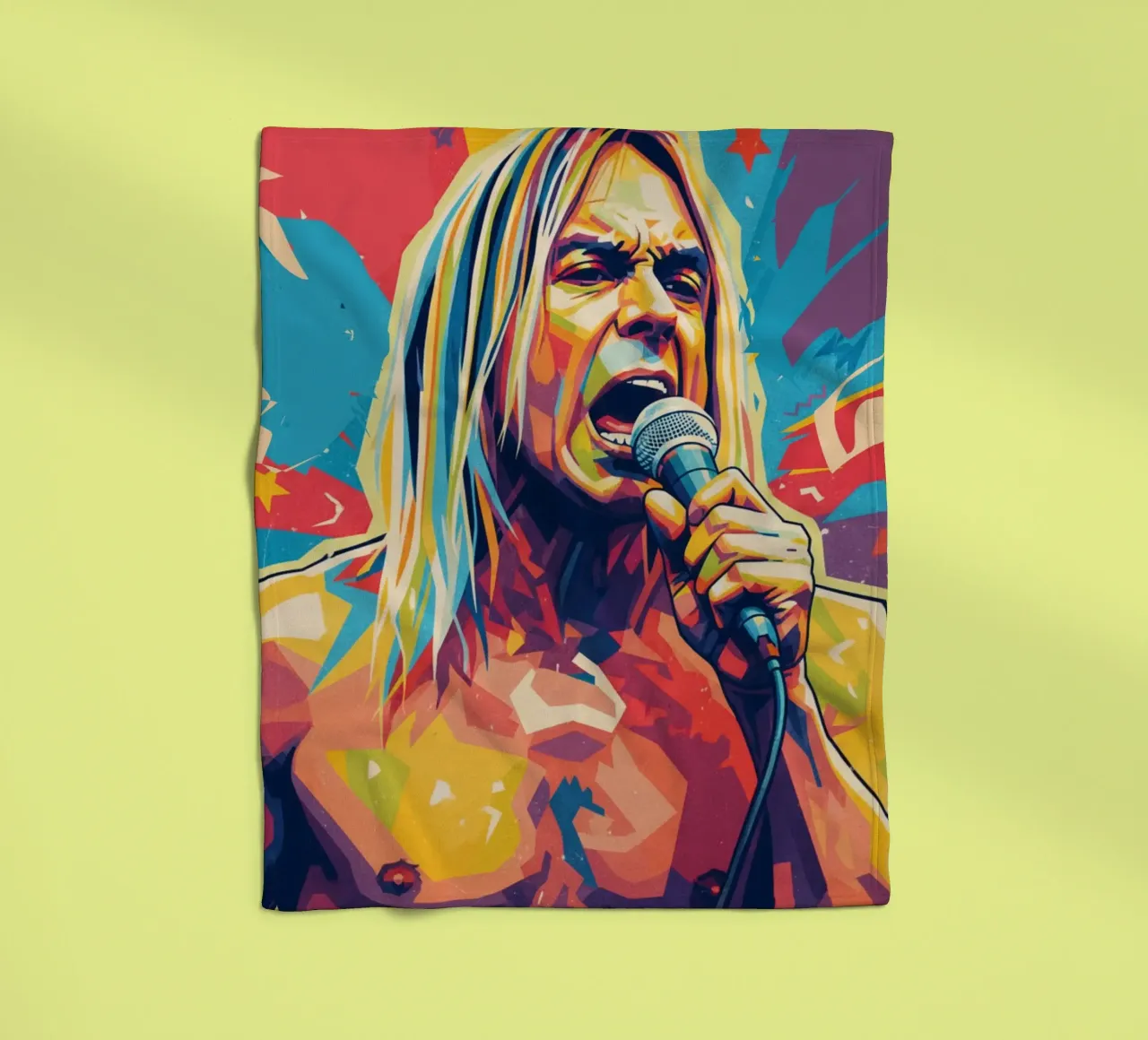 Iggy Pop pop art colorata coperta in pile da Hantamrata