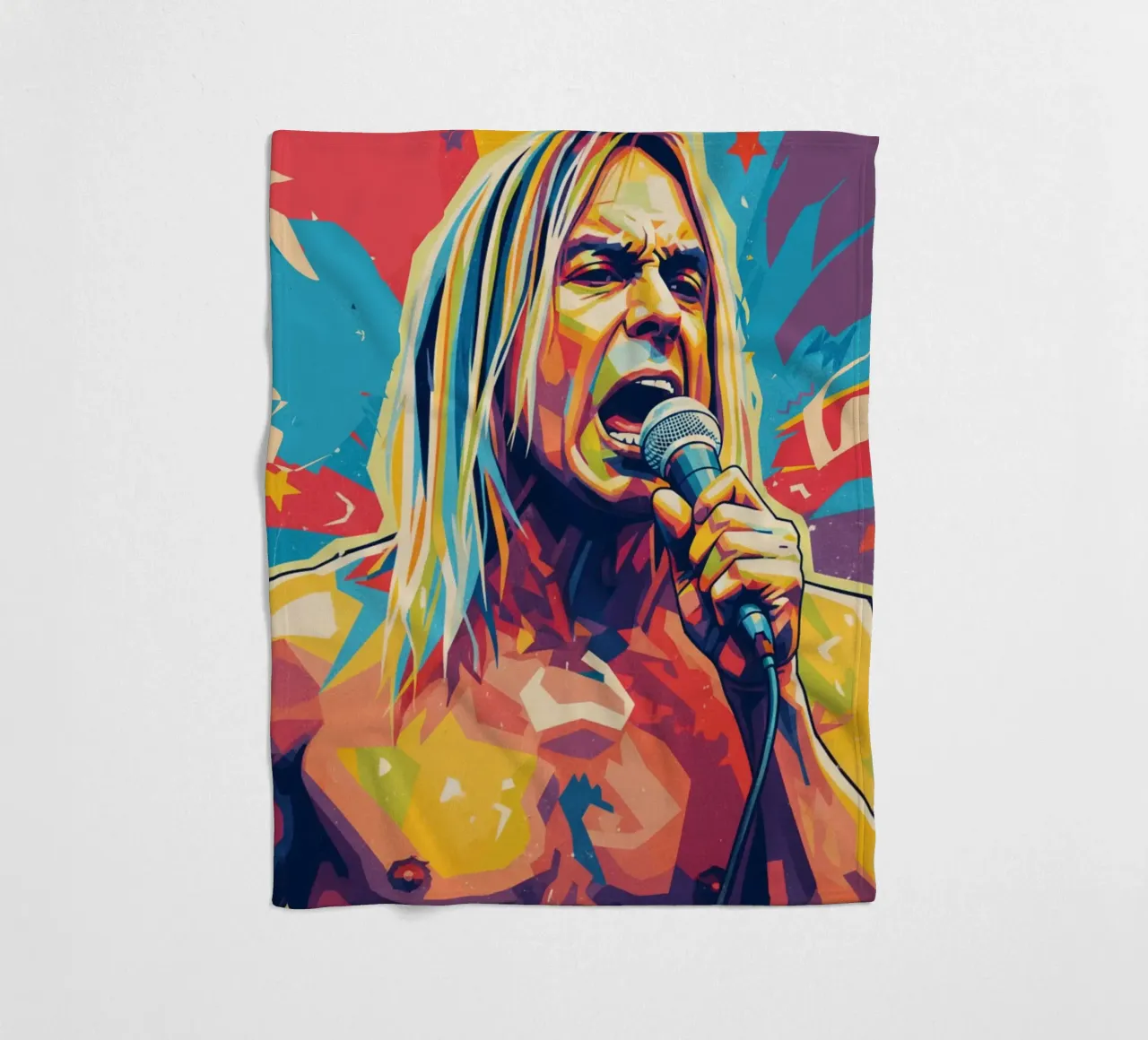 Iggy Pop pop art colorata coperta in pile da Hantamrata
