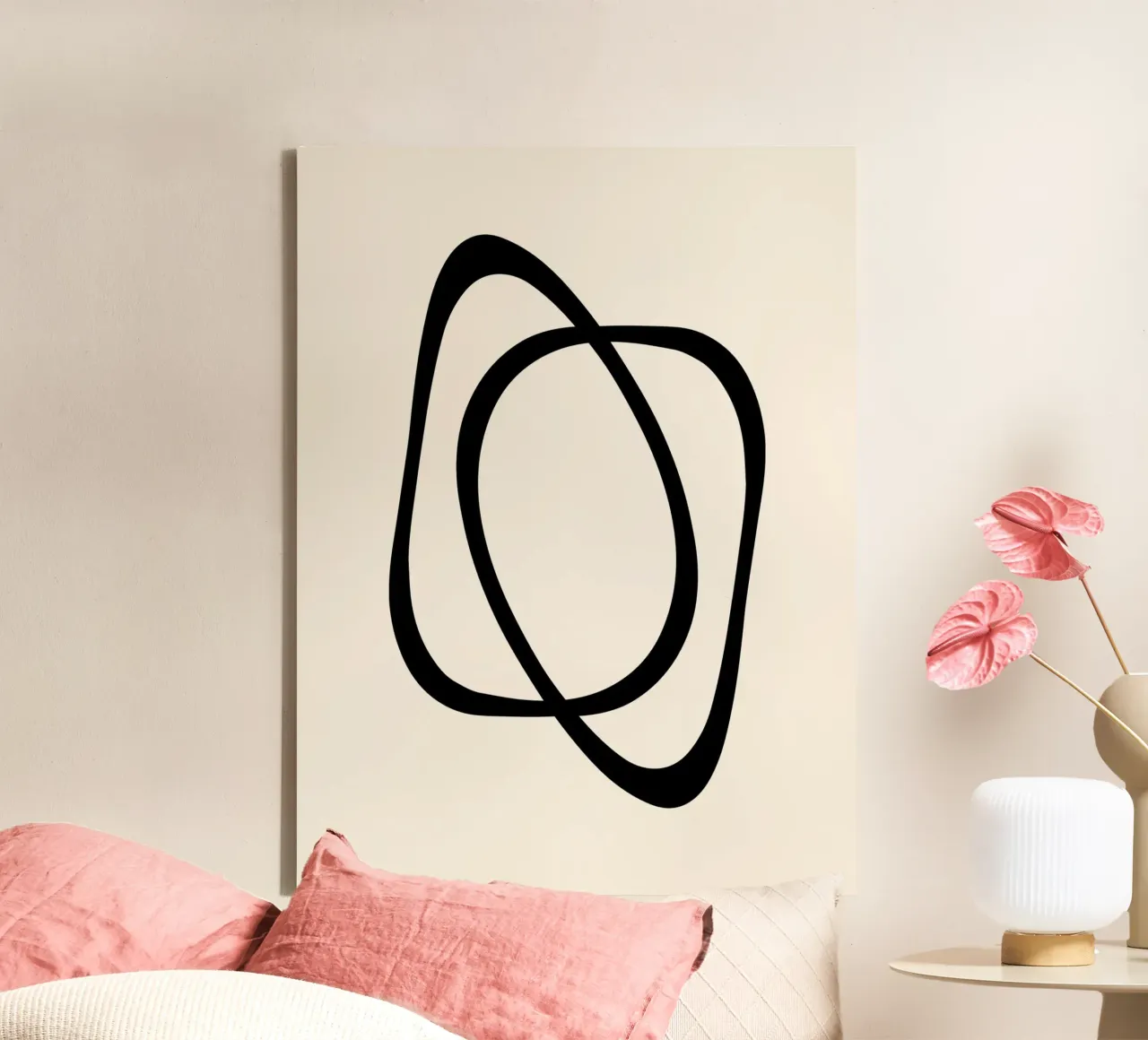 Interlocking Two A | Minimalist Line Abstract tela da sabidussi