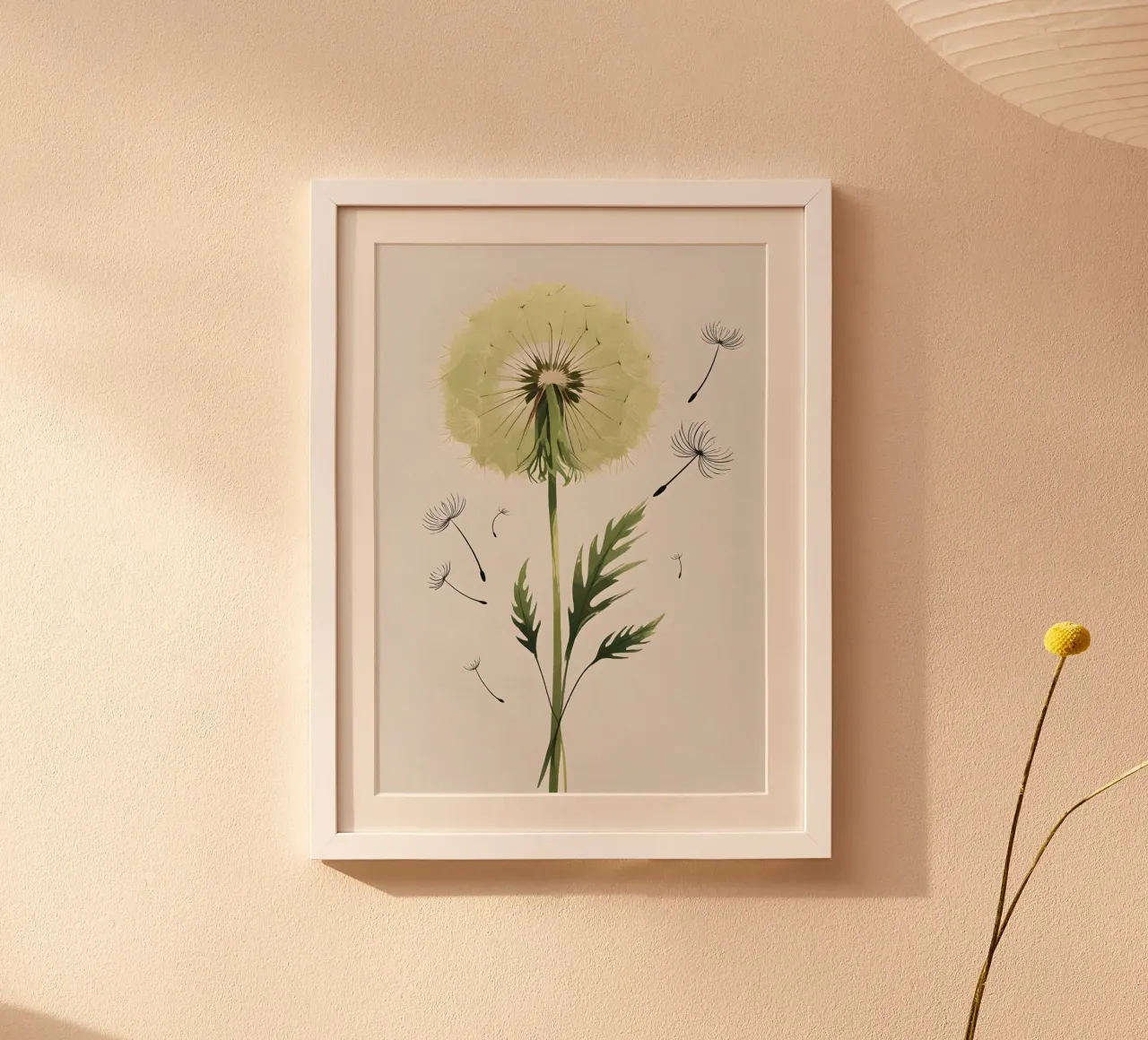 Minimalist digital painting of a single dandelion hahnemühle by Bloom And Brush