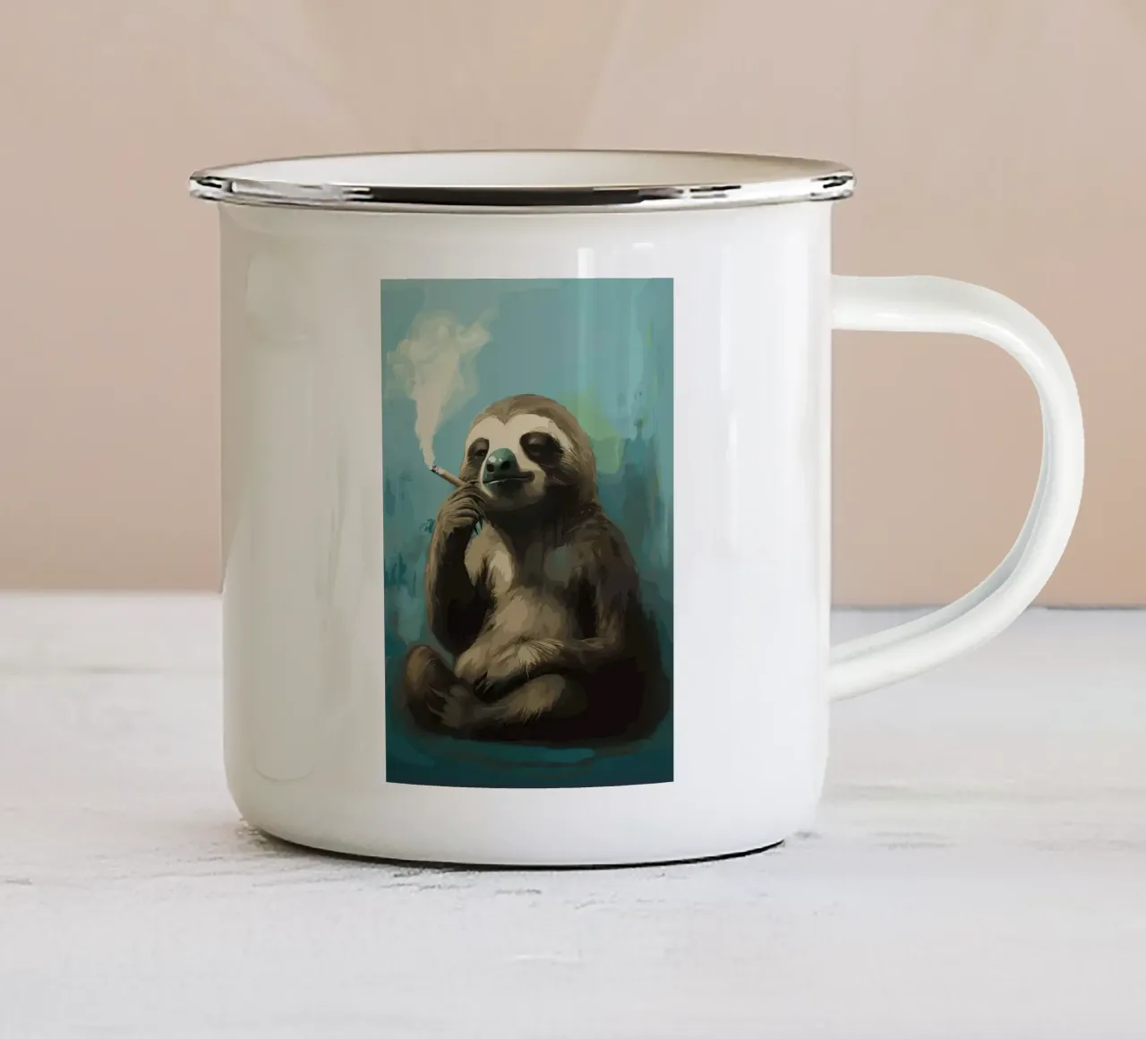 Fumo di bradipo fresco tazza in smalto da apple crumble
