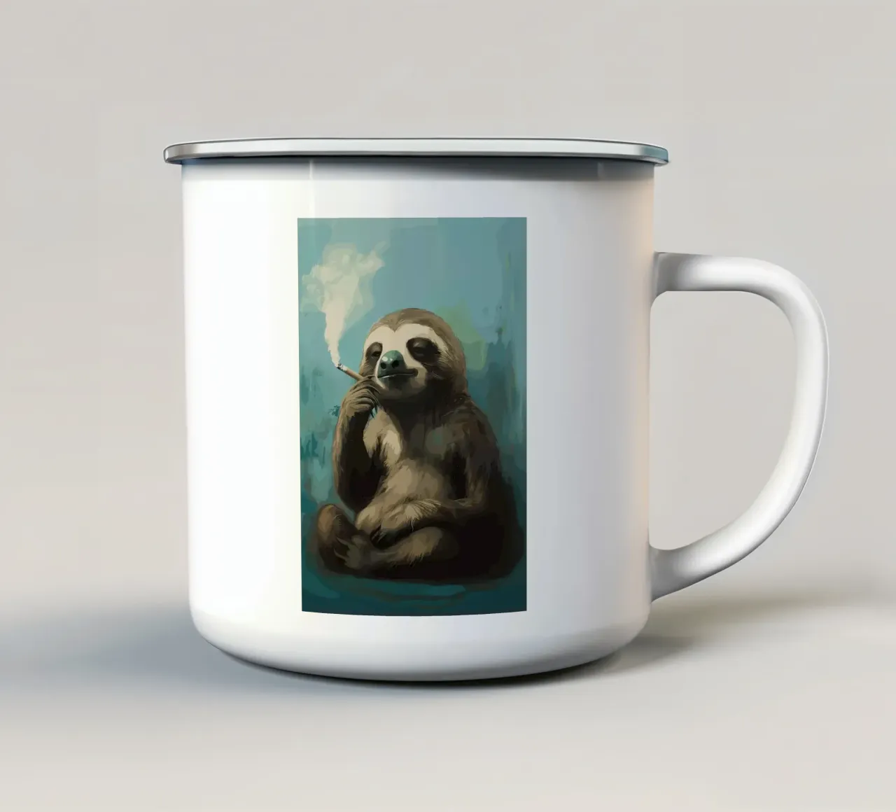 Fumo di bradipo fresco tazza in smalto da apple crumble