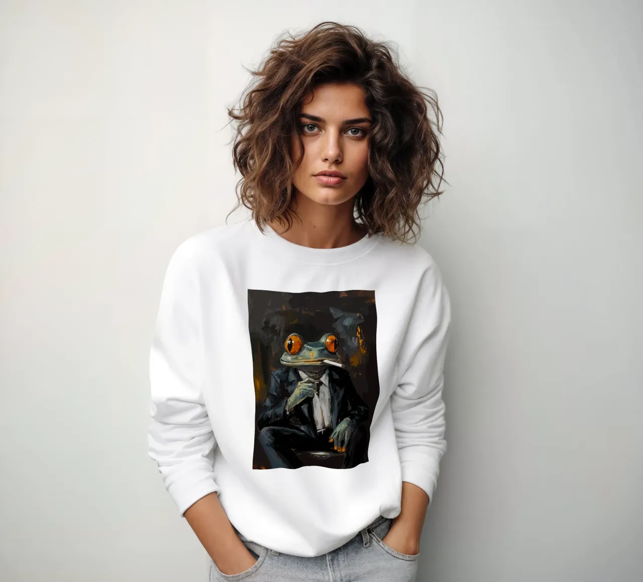 Rana in abito fumare sigaretta pittura felpa da apple crumble