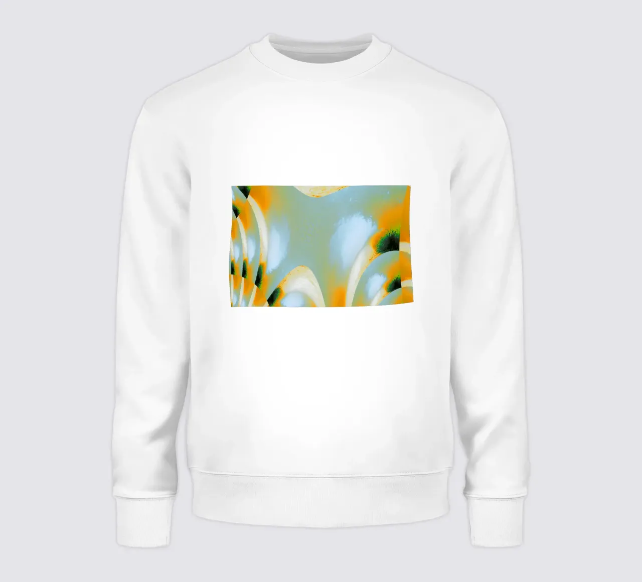 Patrón abstracto dinámico en blanco, azul, naranja y verde. sudadera de Something for you