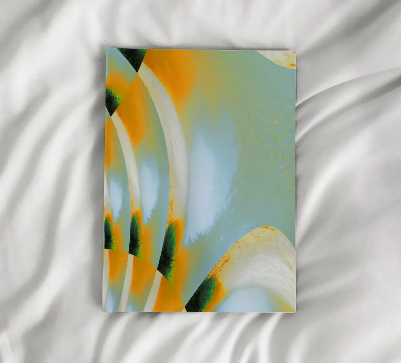 Abstract dynamic pattern in white, blue, orange and green. notebook by Something for you