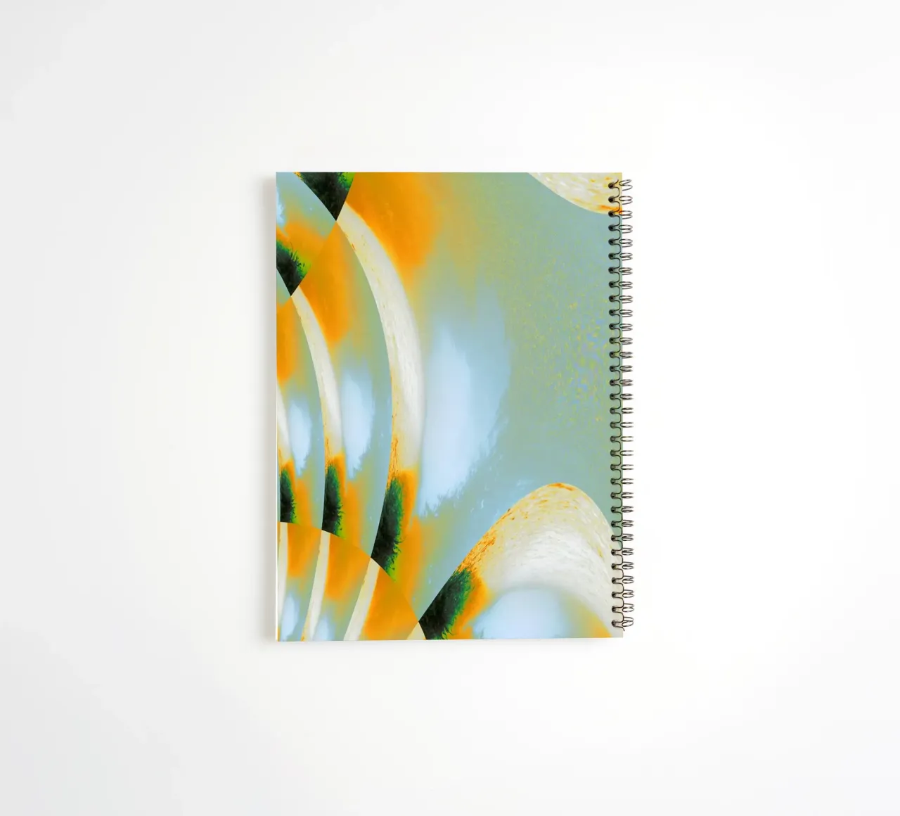 Abstract dynamic pattern in white, blue, orange and green. spiral notebook by Something for you