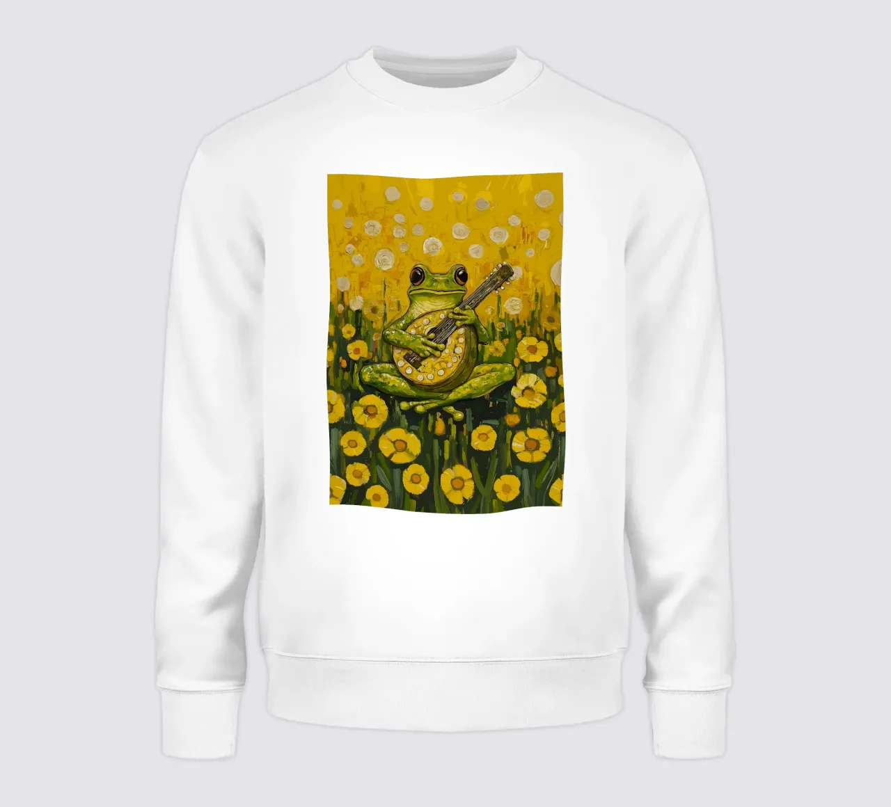 Rana tocando la mandolina sudadera de apple crumble