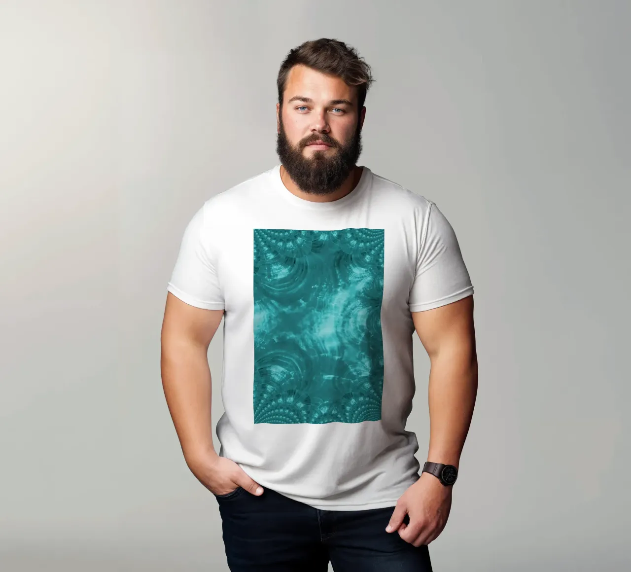 Abstract dynamic pattern in blue and white. t-shirt by Something for you