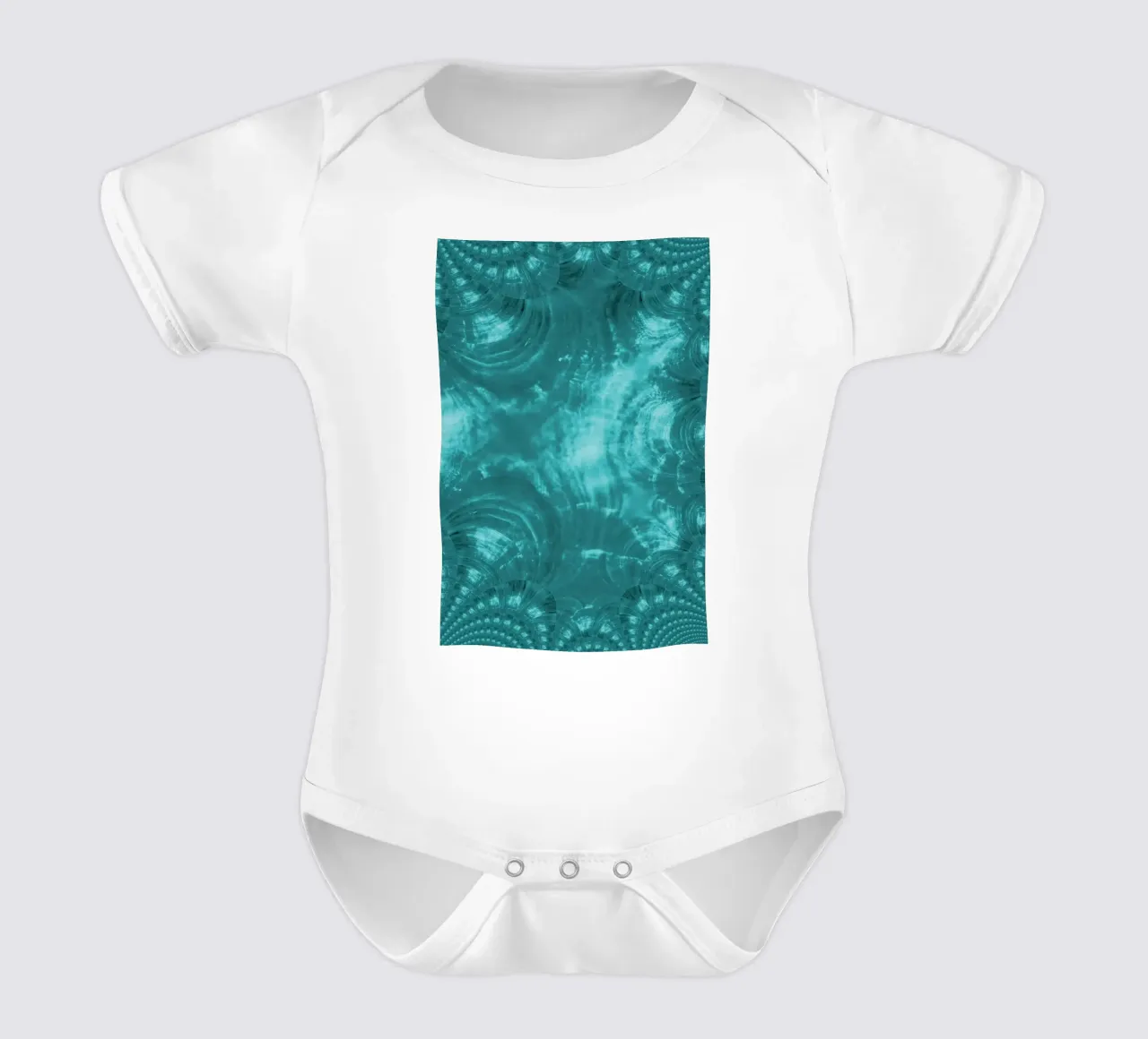 Abstract dynamic pattern in blue and white. short-sleeve baby romper by Something for you