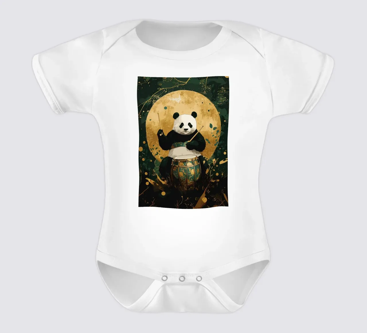 Panda Drummer body neonato maniche corte da apple crumble