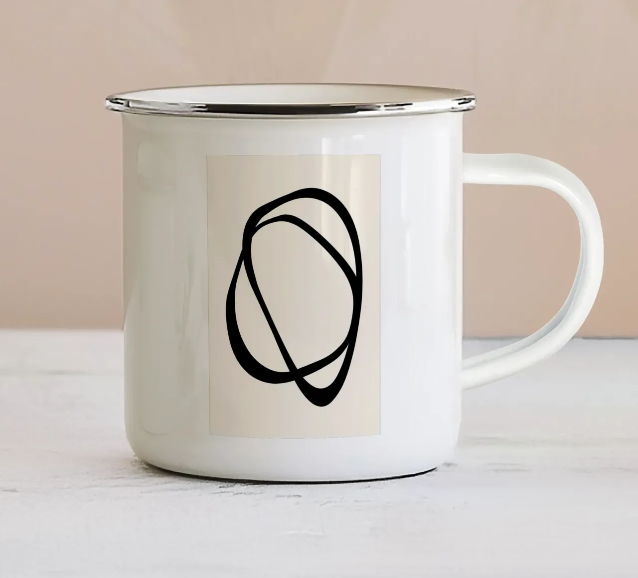Interlocking Two CB | Minimalist Line Abstract mug en émail de sabidussi