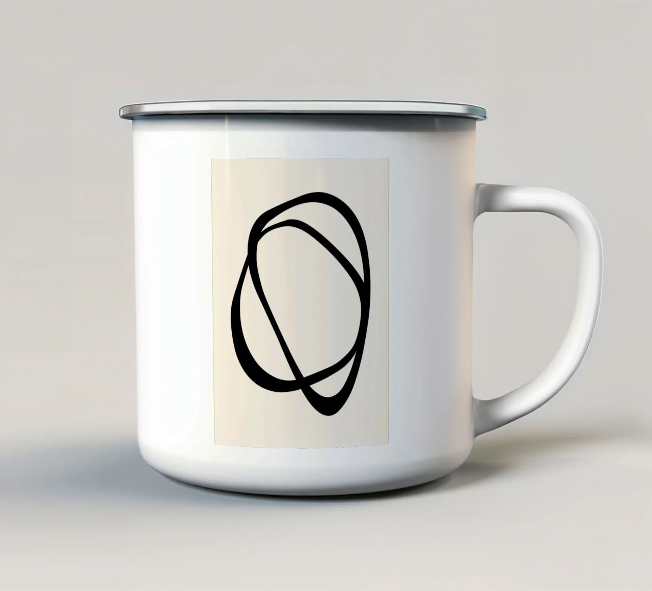 Interlocking Two CB | Minimalist Line Abstract Emaille Tasse von sabidussi