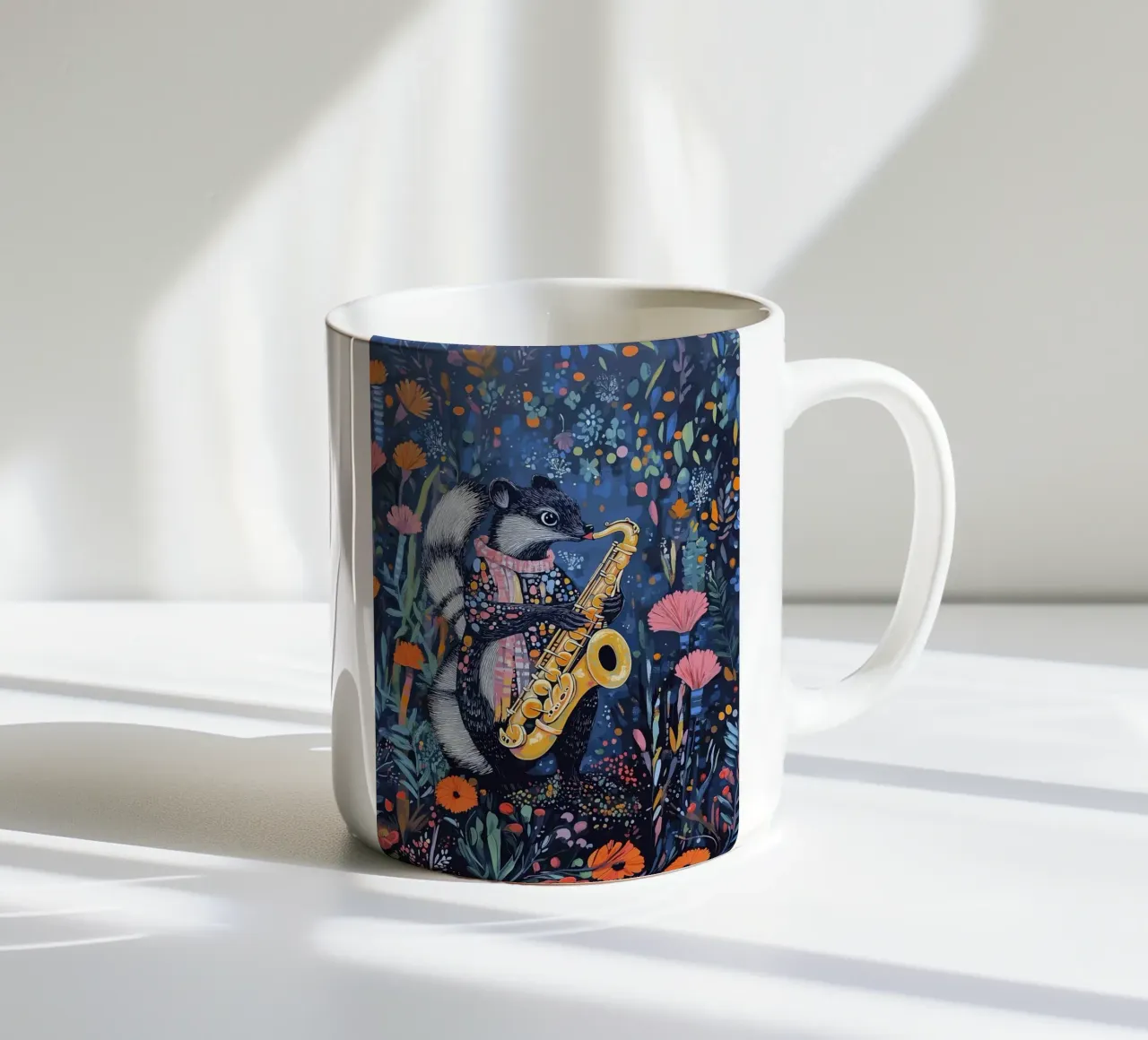 Puzzola che suona il sassofono tazza in ceramica da apple crumble