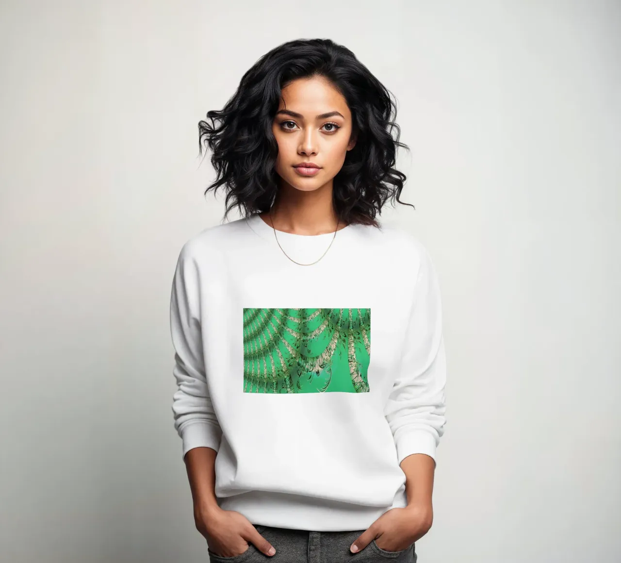 Abstract dynamic pattern in green and white. sweatshirt by Something for you