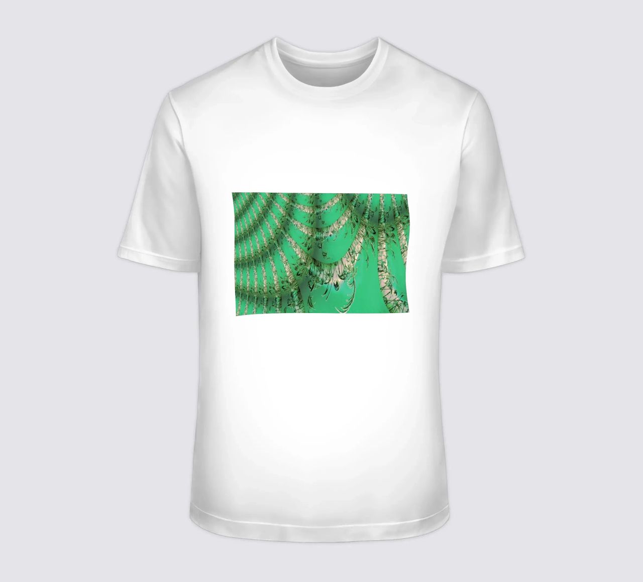Abstract dynamic pattern in green and white. t-shirt by Something for you