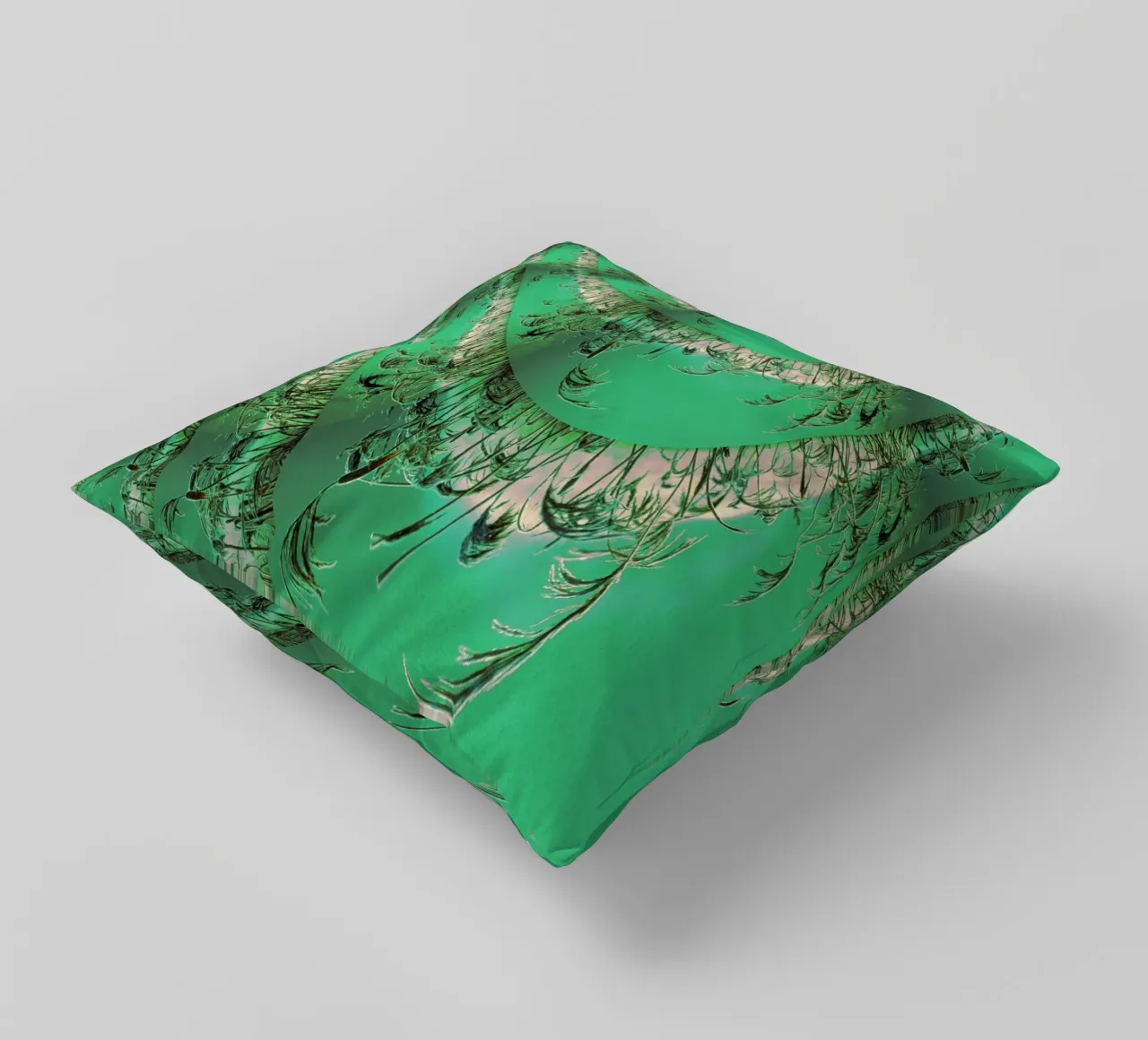 Abstract dynamic pattern in green and white. decorative cushion by Something for you
