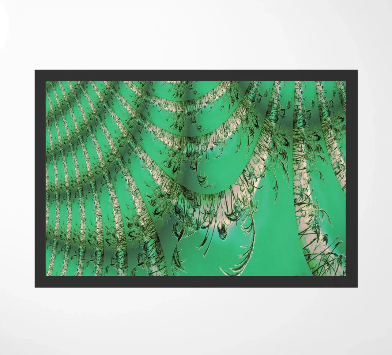 Abstract dynamic pattern in green and white. doormat by Something for you