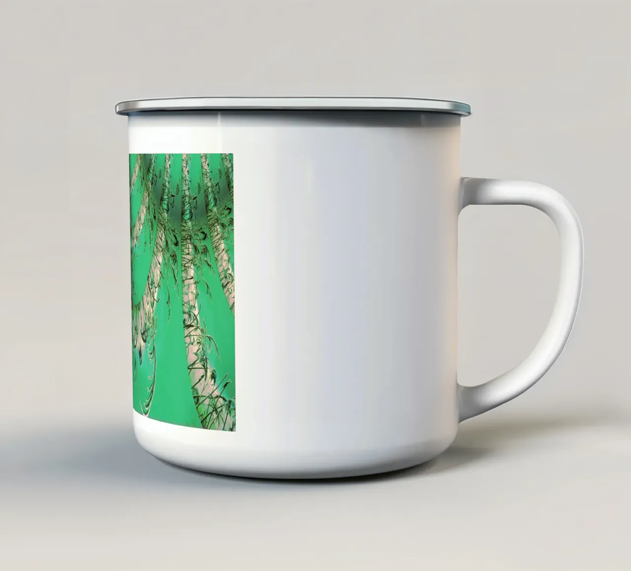 Modello dinamico astratto in verde e bianco. tazza in smalto da Something for you