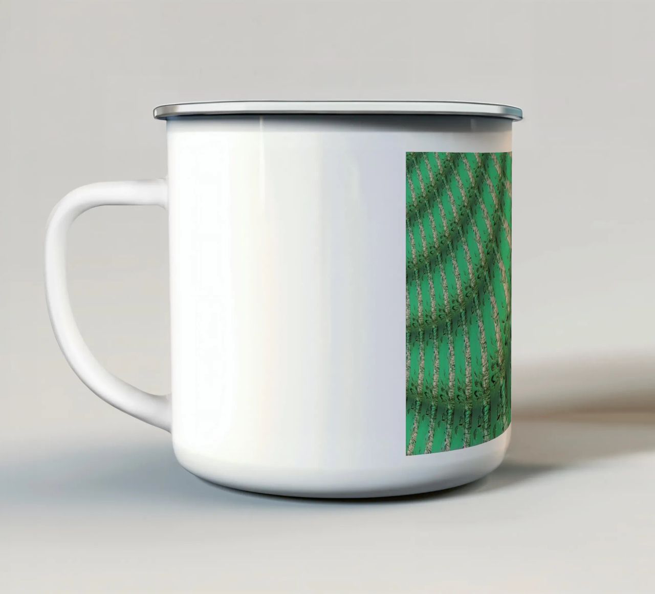 Modello dinamico astratto in verde e bianco. tazza in smalto da Something for you