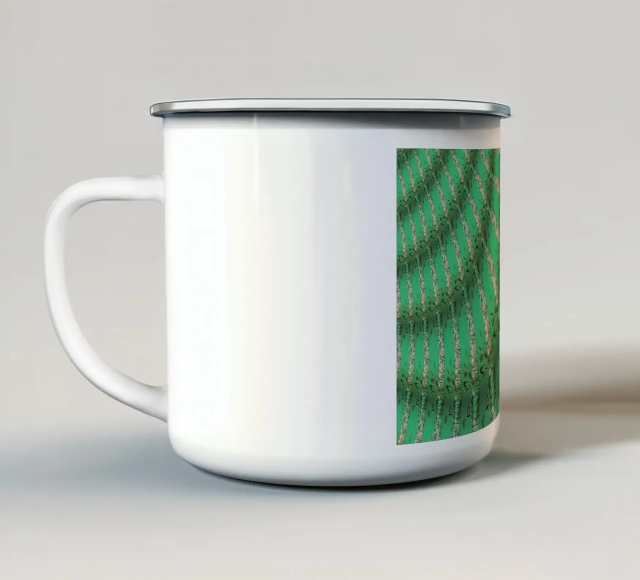 Abstraktes dynamisches Muster in grün und weiß. Emaille Tasse von Something for you
