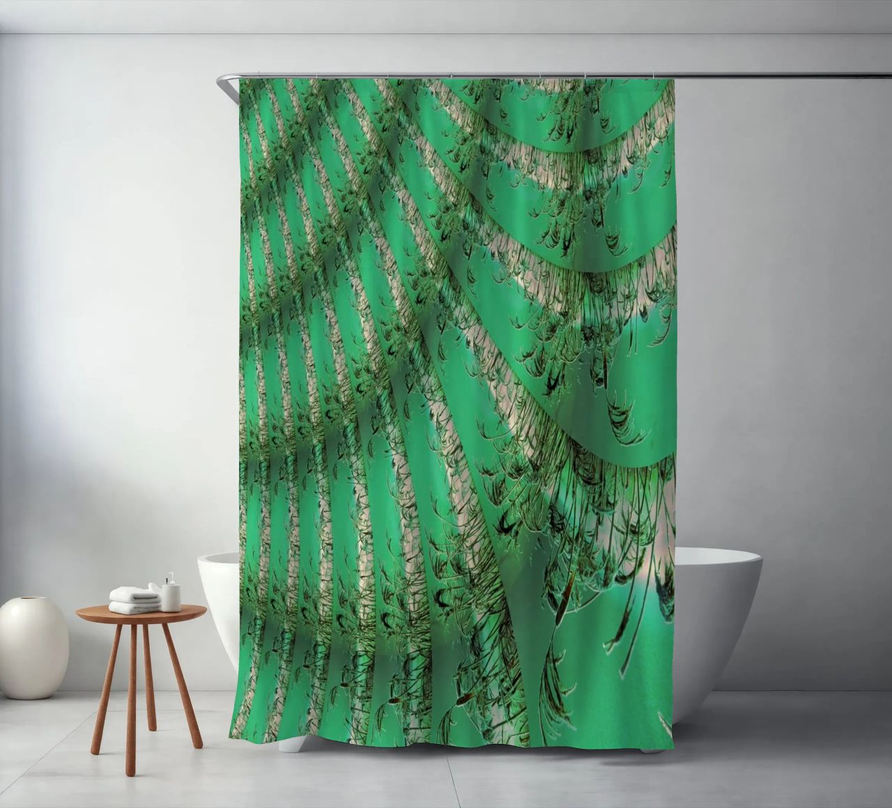 Motif dynamique abstrait en vert et blanc. rideau de douche de Something for you