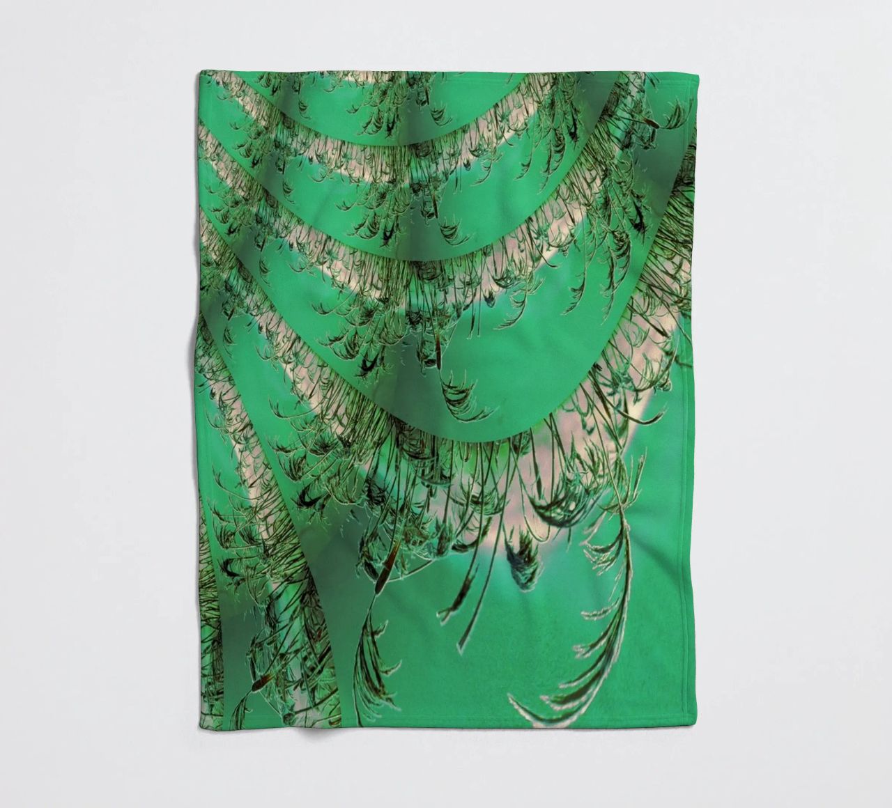 Abstract dynamic pattern in green and white. fleece blanket by Something for you
