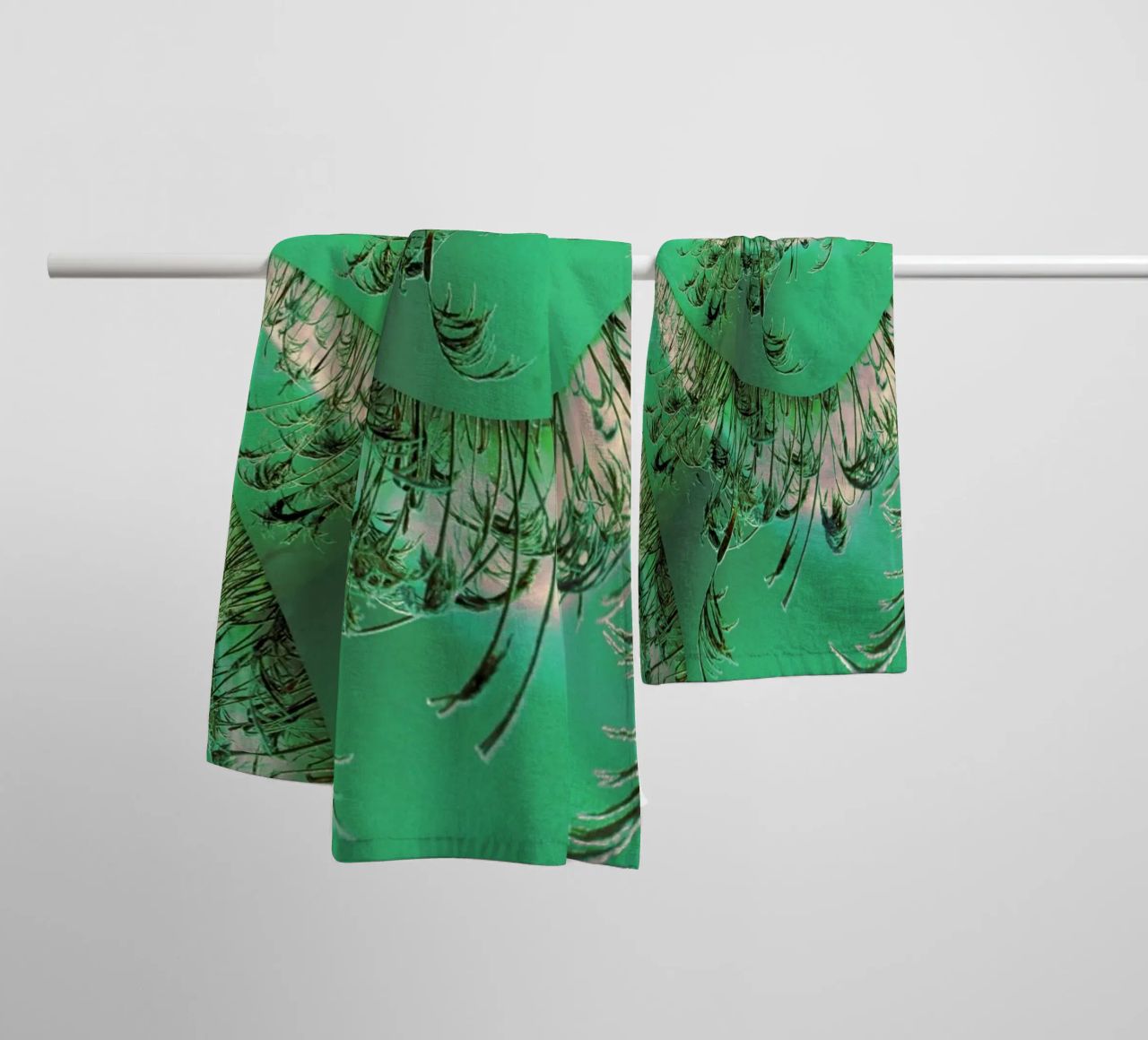 Abstract dynamic pattern in green and white. towel by Something for you