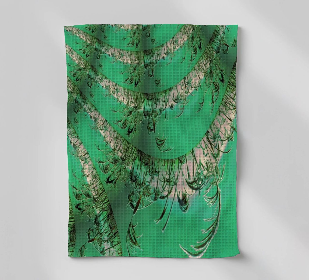 Motif dynamique abstrait en vert et blanc. torchon de Something for you