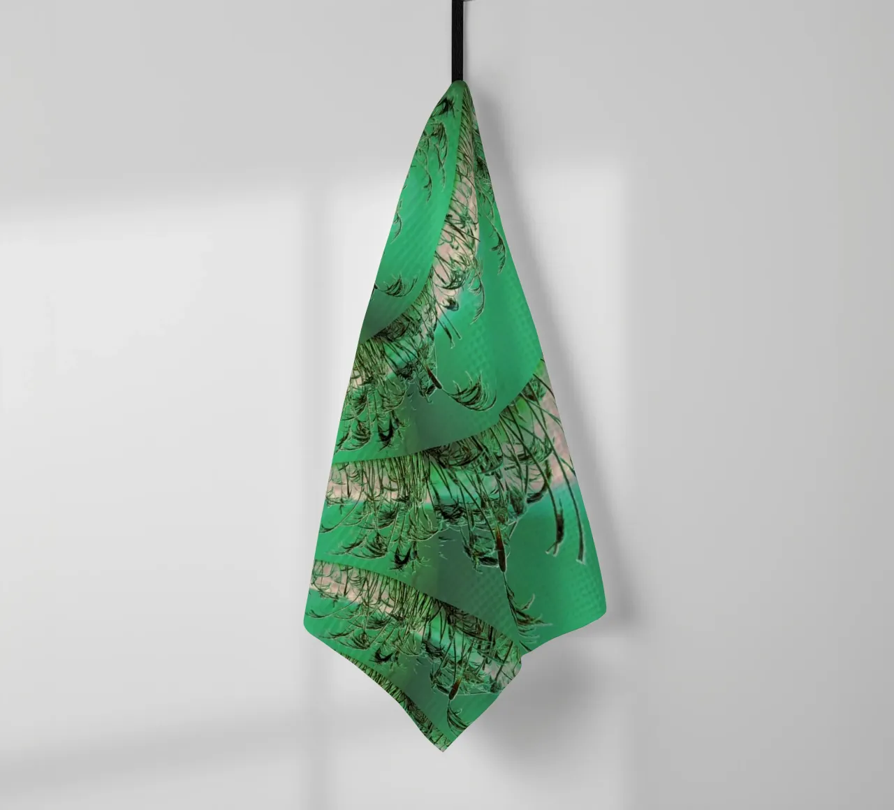 Abstract dynamic pattern in green and white. tea towel by Something for you