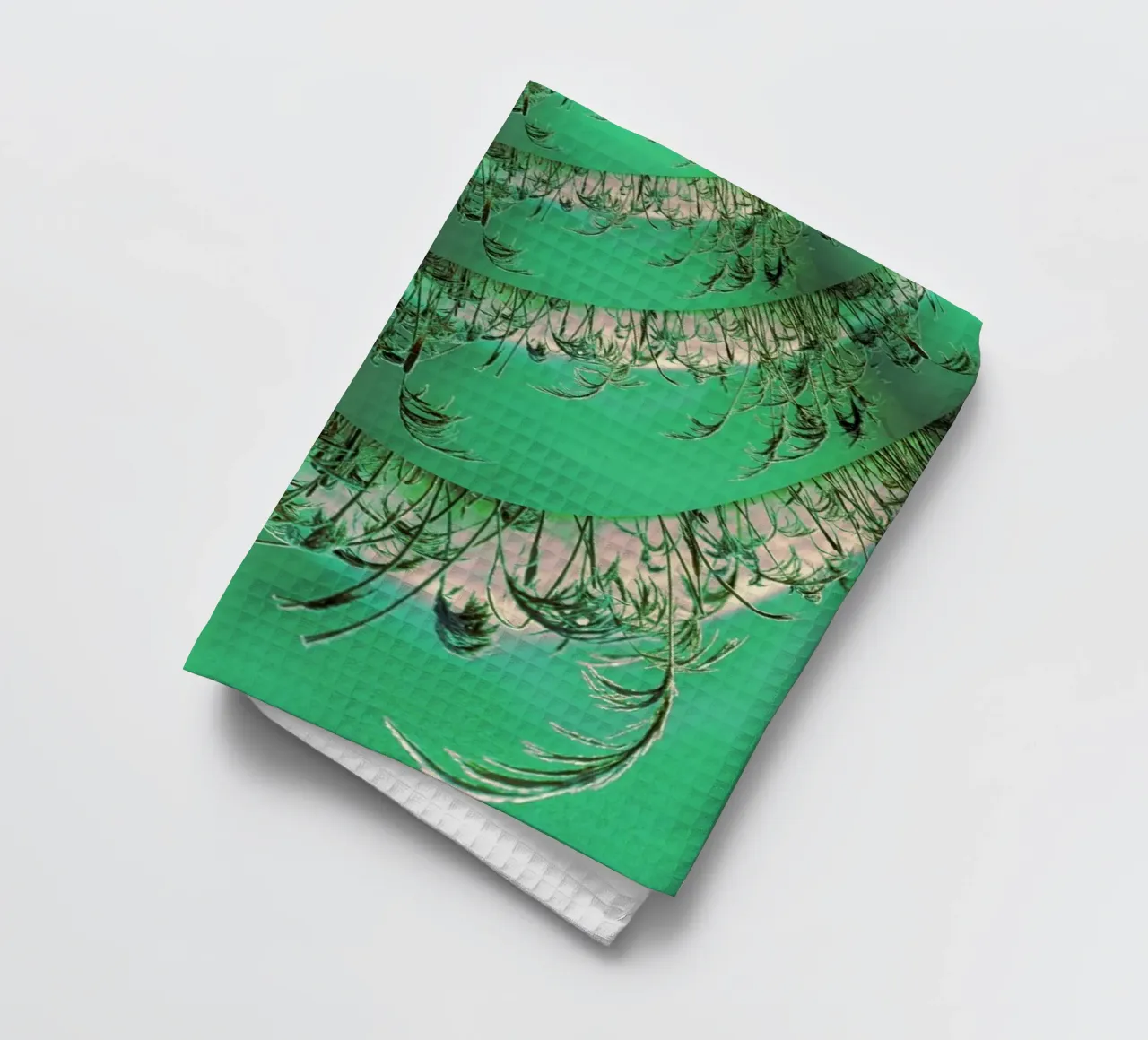 Abstract dynamic pattern in green and white. tea towel by Something for you