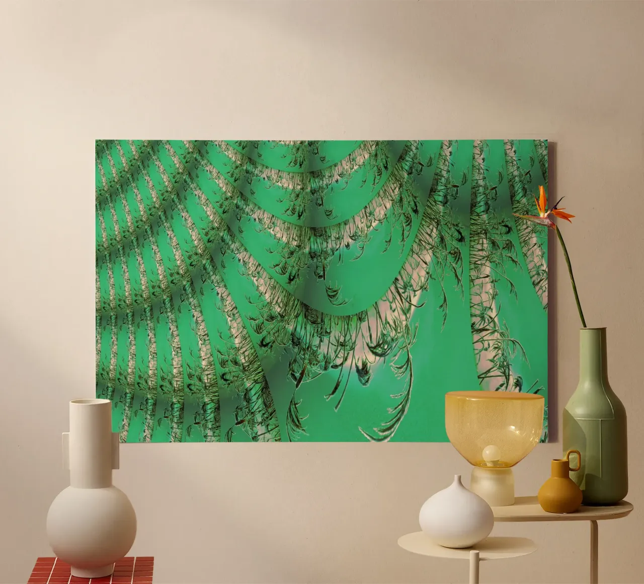 Abstract dynamisch patroon in groen en wit. canvas van Something for you