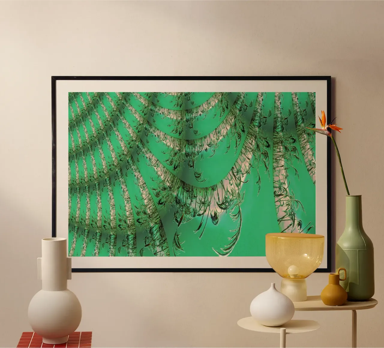 Motif dynamique abstrait en vert et blanc. hahnemühle de Something for you