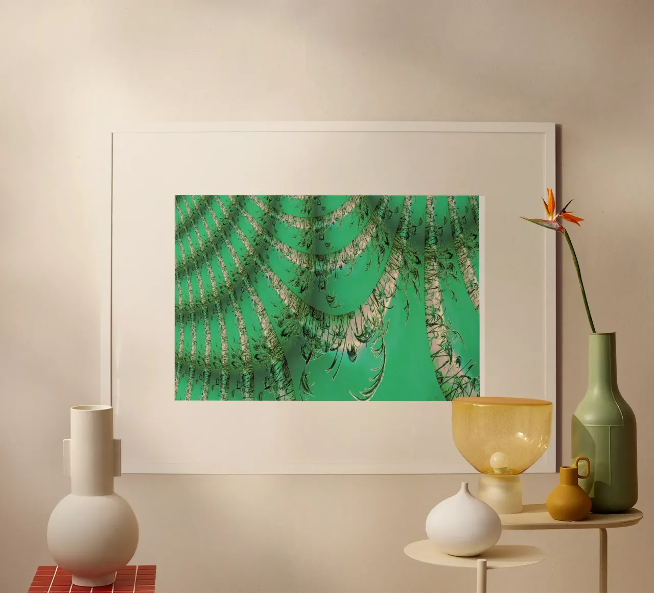 Motif dynamique abstrait en vert et blanc. hahnemühle de Something for you
