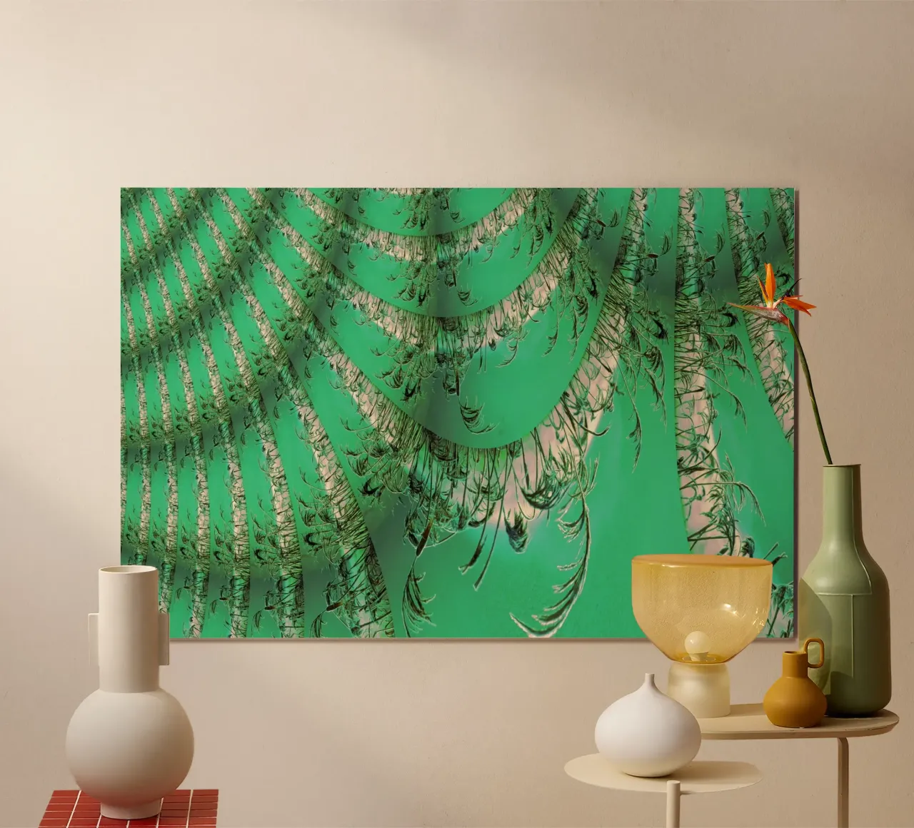 Modello dinamico astratto in verde e bianco. carta hahnemühle da Something for you