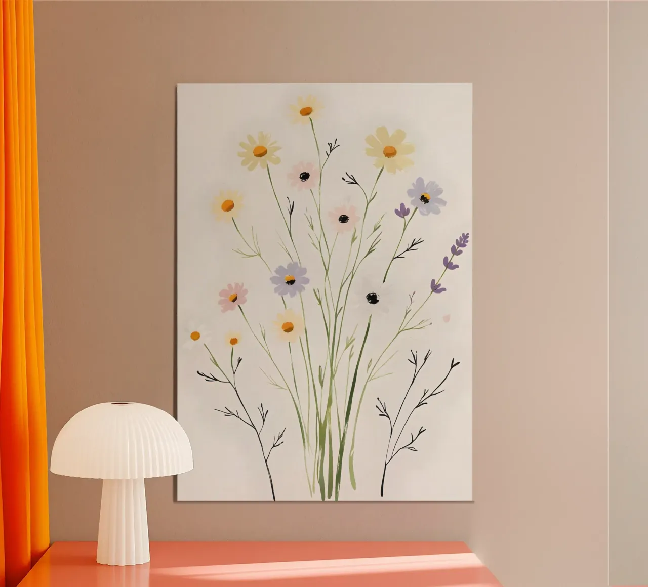 Pittura digitale minimalista di un fiore selvatico carta hahnemühle da Bloom And Brush
