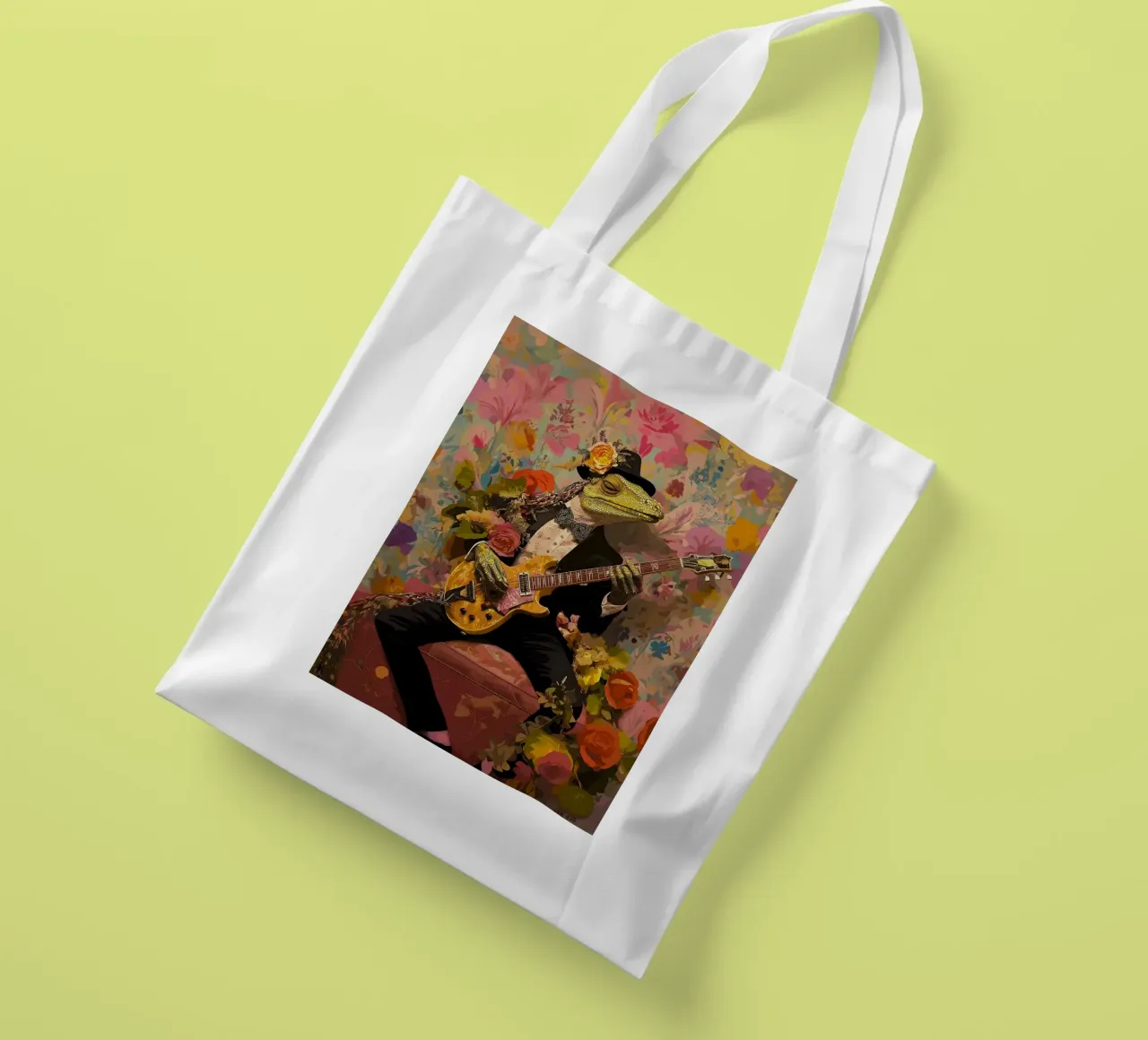 Chitarrista dei Tuxedo Lizard borsa in juta da apple crumble
