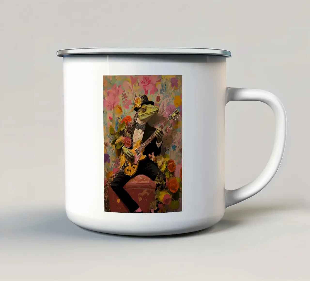 Chitarrista dei Tuxedo Lizard tazza in smalto da apple crumble