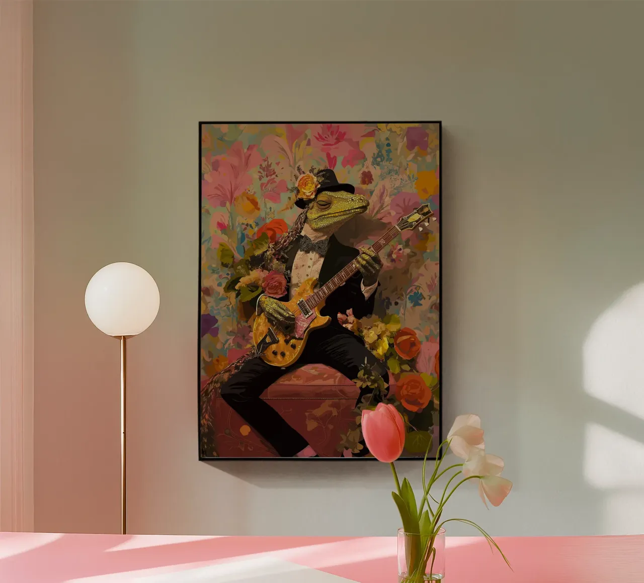 Chitarrista dei Tuxedo Lizard plexiglass da apple crumble
