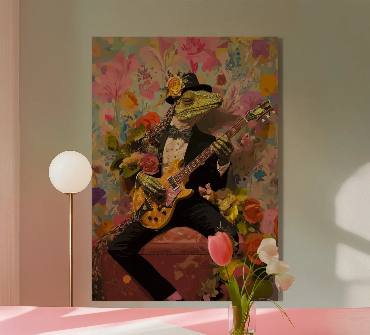 Chitarrista dei Tuxedo Lizard plexiglass da apple crumble