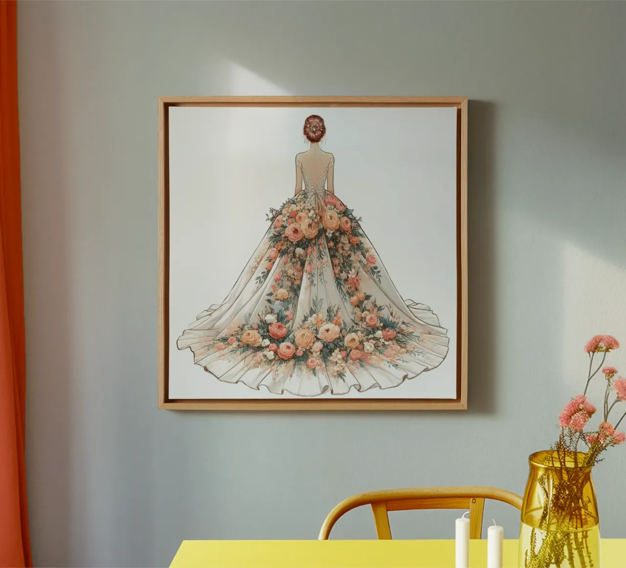 ABITO FLOREALE IN FIORE tela con Cornice a cassetta da ARTOMATIC