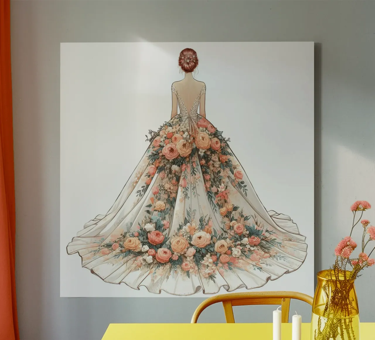 ABITO FLOREALE IN FIORE tela con Cornice a cassetta da ARTOMATIC