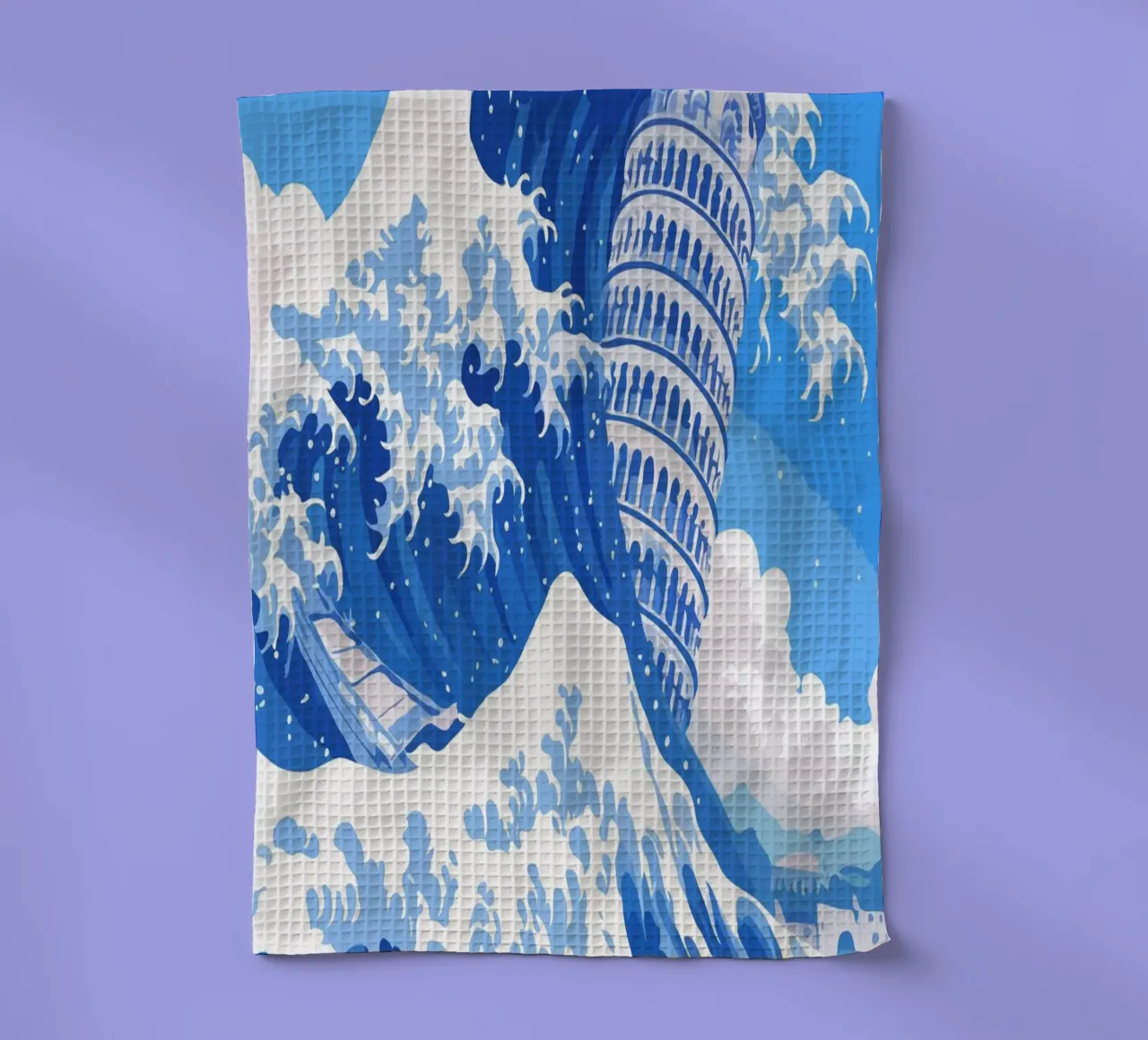 big wave and leaning tower of pisa canovaccio da cucina da edsonramosart