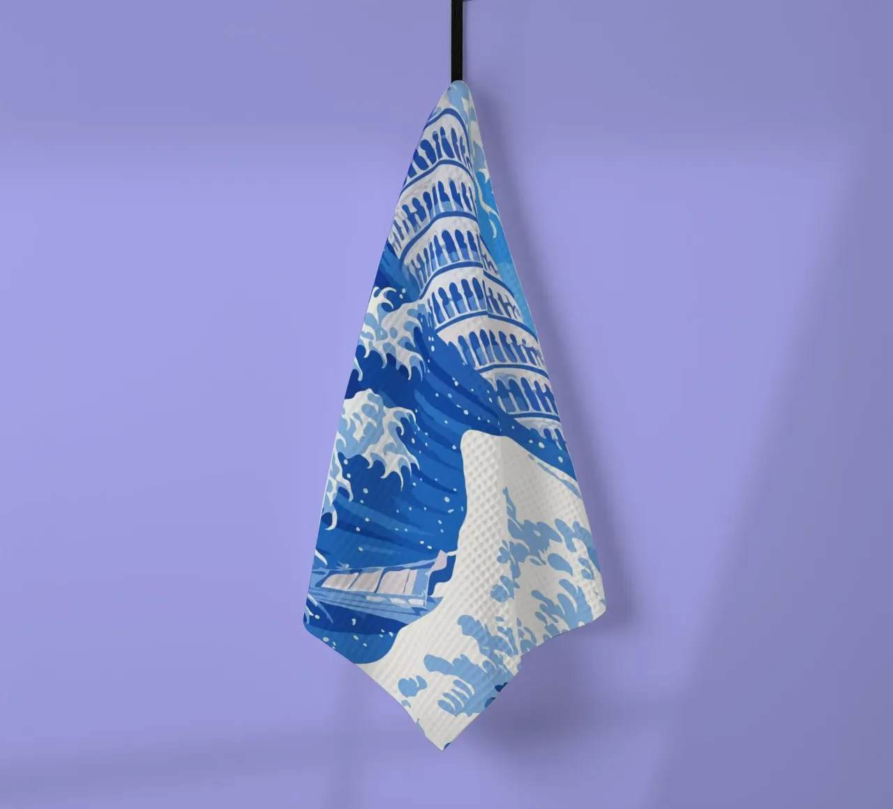 big wave and leaning tower of pisa canovaccio da cucina da edsonramosart