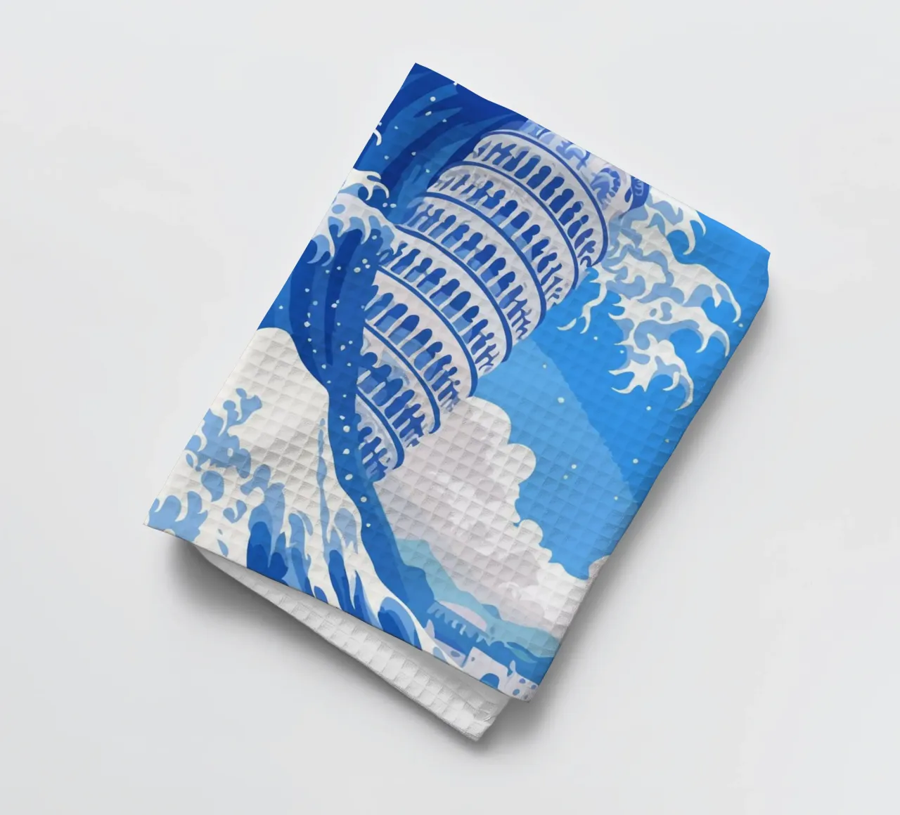 big wave and leaning tower of pisa canovaccio da cucina da edsonramosart